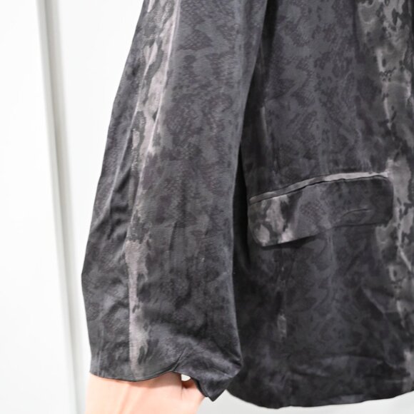 All Saints Size 10 Snakeskin Print Satin Relaxed Fit Blazer - Picture 4 of 9